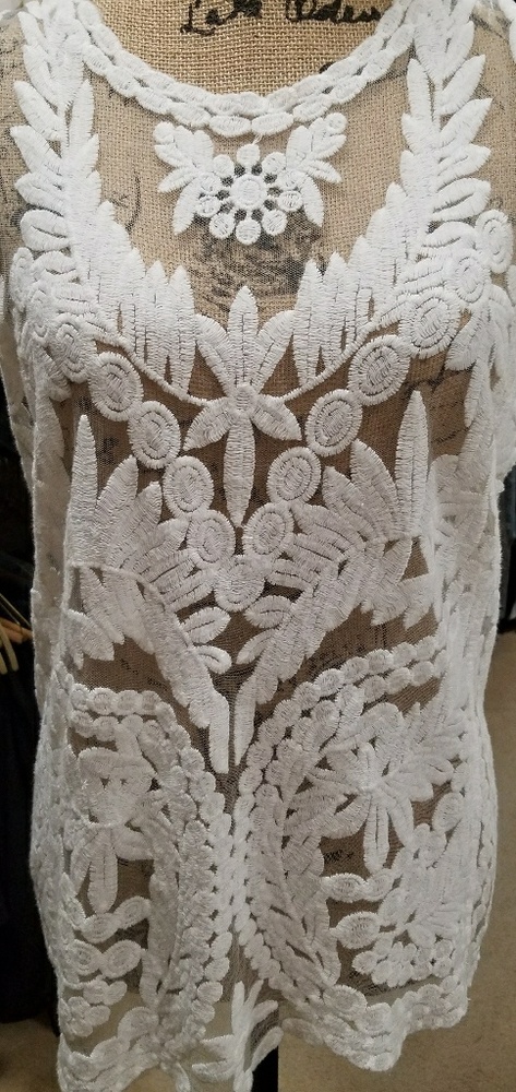 White Sexy see thru cotton  and Nylon designed Top